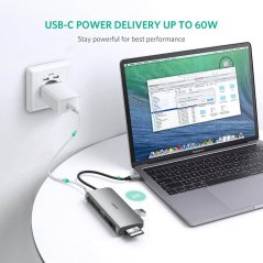 Ugreen 40873 100W 5 GBPS USB HUB USB-C TO HDMI/VGA Card Reader