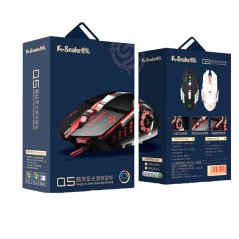 كي- سنيك Q5 ماوس العاب سلكي خفيف الوزن مزود بمنفذ USB (أسود)