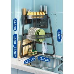 Kitchen Sink Shelf Drying Dish Drain Rack Storage Organizer (Black)