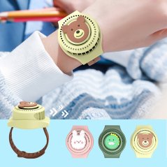 Gdeal Kids Cartoon Watch Leafless Fan Creative Children's Wrist Mini Electric Cool Fan Watch