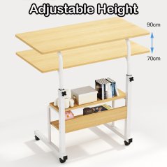 Gdeal GTE Movable Bedside Table Side Double Layer Foldable Bed Sofa Desk Laptop Lifting Table