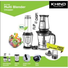 Hometech2u Khind 4 in 1 Multi Blender Chopper BLC129 500W (Stainless Steel Blades)