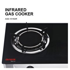 Aiwa Infrared Double Burner Table Top Glass Hob Gas Cooker AGS-1515GIR