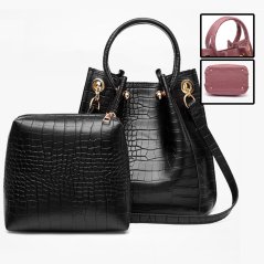 Gdeal 2pcs Women Handbag Crocodile Pattern Shoulder Bags Female Sling Casual Fashions