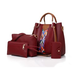 Gdeal 4-In-1 Korean Style Elegant Women Fashion PU Leather Medium Tote Bag Shoulder Bag Handbags Set (RYL-214)