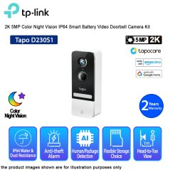 تي بي لينك طقم كاميرا جرس الباب الذكي تابو D230S1 بدقة 2K و5 ميجابكسل