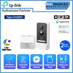 تي بي لينك طقم كاميرا جرس الباب الذكي تابو D230S1 بدقة 2K و5 ميجابكسل