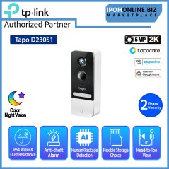 تي بي لينك طقم كاميرا جرس الباب الذكي تابو D230S1 بدقة 2K و5 ميجابكسل