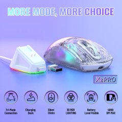 اتاك شارك ماوس العاب لاسلكي X2 Pro مع قاعدة شحن (ابيض)