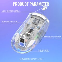 اتاك شارك ماوس العاب لاسلكي X2 Pro مع قاعدة شحن (ابيض)