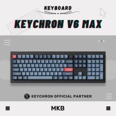 Keychron V6 Max Keyboard (Carbon Black, Switch Jupiter Banana)