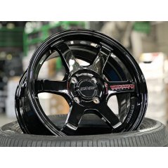 New 15X7 ET35 AOW 11 Flow Formed TE37 Rim (4 Wheel) Gloss Black 4X100