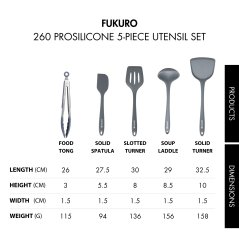 Fukuro 260 ProSilicone Cooking Utensil Set 5-Piece