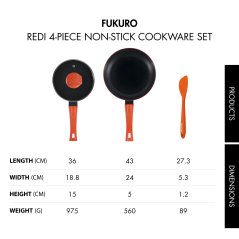 Fukuro Redi Non-Stick 4Pcs (FP24, SP18, Silicone Spatula, Lid)