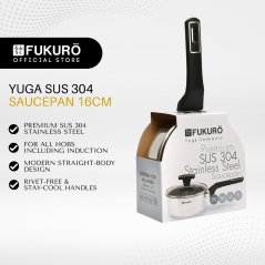 Fukuro Yuga 304 Stainless Steel Sauce Pan With Lid - 16cm