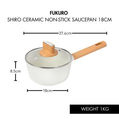 Fukuro Shiro Ceramic Non-Stick Saucepan - 18cm