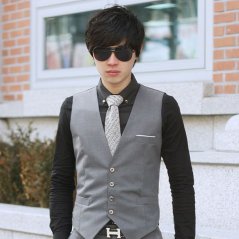 Hometech2u Men's suit vest Korean-style Slim fit suit vest Spring and Autumn thin section autumn casual British style small vest men