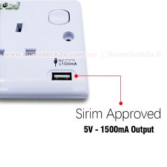 Hometech2u Wall Switch Socket With USB Outlet (Sirim Approved), eRomman Marketplace