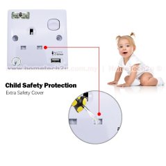Hometech2u Wall Switch Socket With USB Outlet (Sirim Approved), eRomman Marketplace