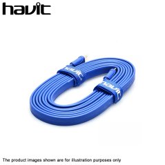Havit 2K HDMI 1.4 3D Full HD 1080P HDTV Signal Flat Cable 3M 10ft (Blue), eRomman Marketplace