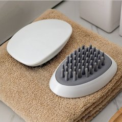 Gdeal Head Silicone Hair Massage Brush Comb (Grey/White)