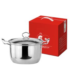 GTE High Quality Cookware 24cm Stainless Steel Soup Pot with Glass Lid