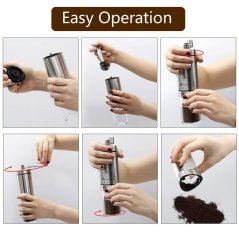 Gdeal Manual Triangle Portable Stainless Steel Coffee Maker Hand Coffee Grinder Adjustable Ceramic Burr