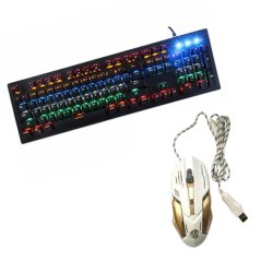 Ipohonline OEM Cool Killer Mechanical Gaming Keyboard with 104 Keys Mixed RGB LED Backlit Blue Switch + OEM Demon Baron Backlight RGB Gaming Mouse