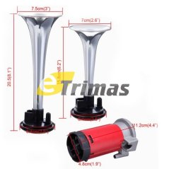 E-trimas Dual Trumpet 135db Air Horn Compressor Kit Train Car Truck Boat 12V 24V