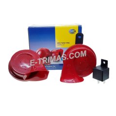 E-trimas Genuine Hella Red Twin Tone Fanfare BM  Snail Horn Set Toyota Vios Honda City
