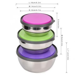 Seal Stainless Steel Bowl with Lid Food Storage Box Container 3pcs