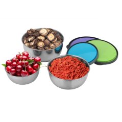 Seal Stainless Steel Bowl with Lid Food Storage Box Container 3pcs