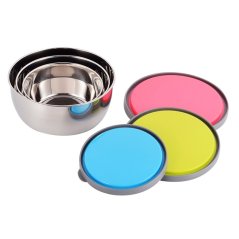 Seal Stainless Steel Bowl with Lid Food Storage Box Container 3pcs
