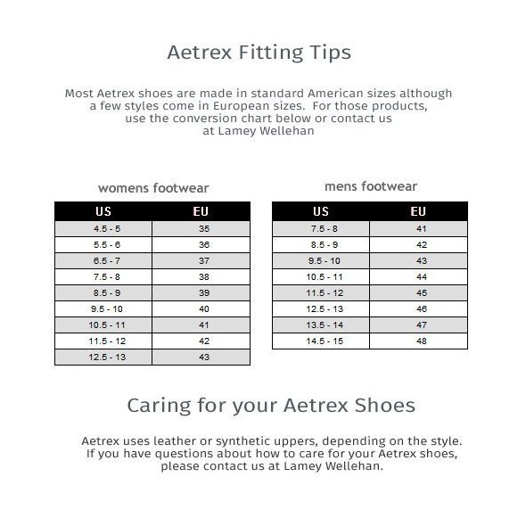 Aetrex size chart on sale