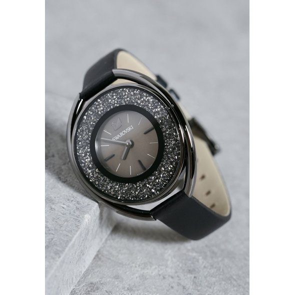 Buy Oval Crystaline Swarovski Watch Black Tone eRomman