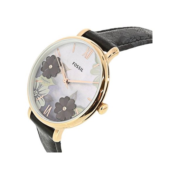 Fossil jacqueline sales black leather watch