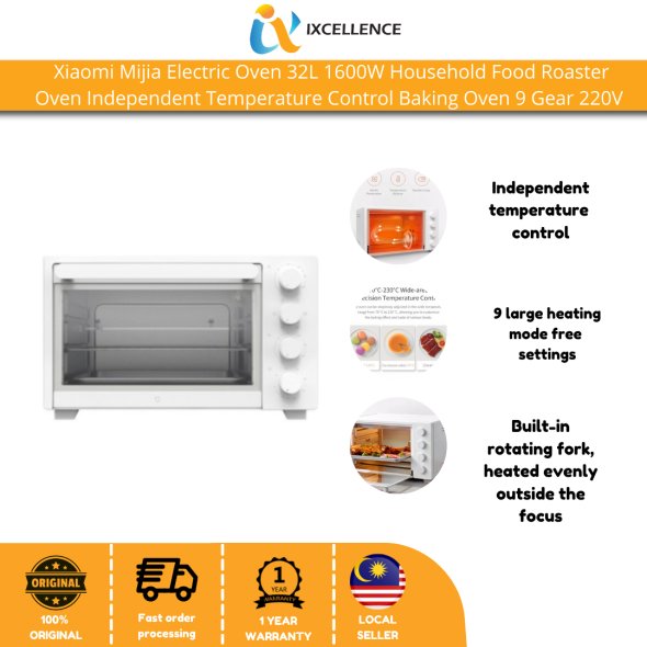 Home Living Home Appliances Large Appliances Oven IX Xiaomi Mijia Electric Oven 32L 1600W Independent Temperature Control 9 Gear 220V