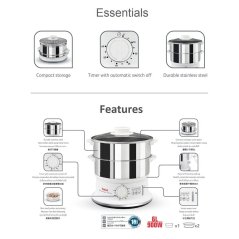 Cookraze Tefal Convenient 6 Litre 980W Stainless Steel Electric Food Steamer VC1451 Steam Kitchen Appliances