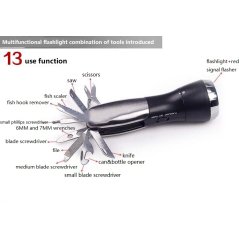 Gdeal 13-In-1 Multifunctional LED Flashlight Red Emergency Light Camping Outdoor Tools