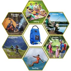 Gdeal 20L Solar Shower Bag With Thermometer Outdoor Camping Convenient Foldable Water Storage Bag