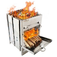 Gdeal Stainless Steel Portable High Quality Outdoor Square Wood Stove Can Use For BBQ Boil And Cook