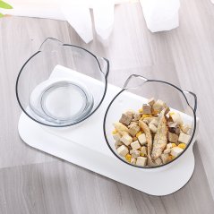 Gdeal GTE Pet Food Feeding Non Slip Cat Design Double Bowl Feeder Mangkuk Kucing مڠكوك كوچيڠ