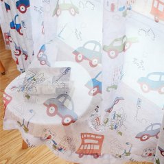 Gdeal GTE Transparent Home Boys Bedroom Printed Car Cartoon Window Tulle Voile Curtain Langsir (100CM X 250CM)