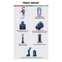 Gdeal BOSCH GLI 180-LI SOLO Execution Professional Cordless Torch (06014A11L0)