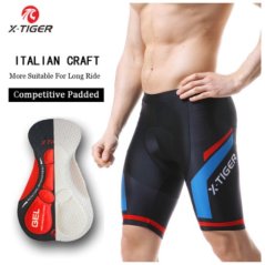 Jomz [IX] X-Tiger Coolmax 5D Padded Cycling Shorts Shockproof MTB Bicycle Shorts Tights For Man Women (Red Blue)