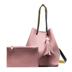 Gdeal 2-In-1 Korean Design Casual Solid Wood Vintage PU Leather Shoulder and Cross Body Tassel Bucket Bag (8204) - 3 Colors Available (RYL-197)