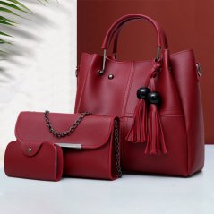 Gdeal 3 In 1 Fashion Plain Bag Women Pu Leather Elegant Handbag Wallet Purse Card Holder Set
