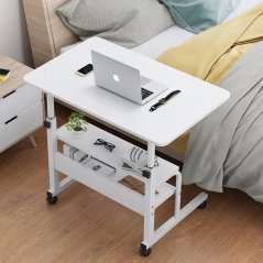 Gdeal GTE Movable Bedside Table Side Double Layer Foldable Bed Sofa Desk Laptop Lifting Table