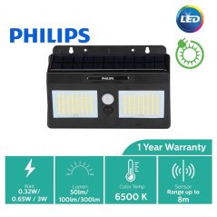 Hometech2u Philips Essential SmartBright Solar Wall Light 6500K Outdoor Flood Light (Inbuilt Solar Panels)