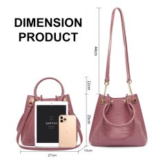 Gdeal 2pcs Women Handbag Crocodile Pattern Shoulder Bags Female Sling Casual Fashions